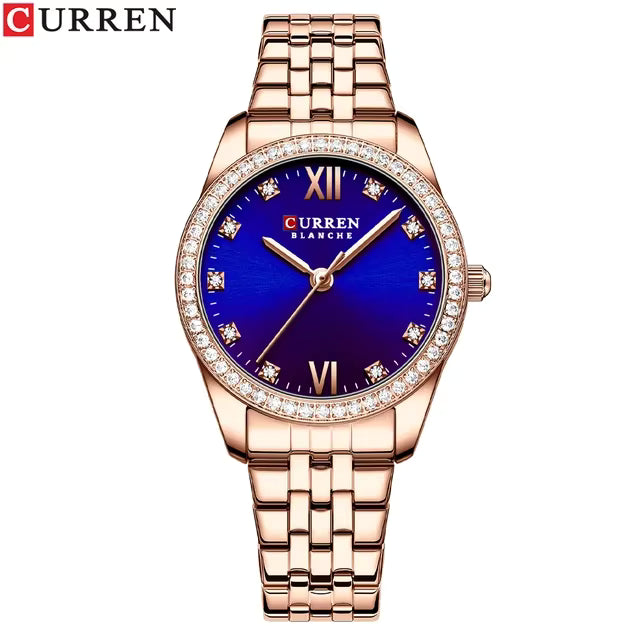 Reloj de Dama Curren 9086 | Lujo y Brillo con Bisel de Cristales