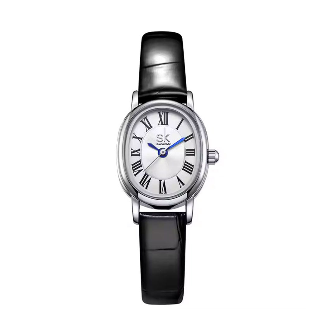 Reloj de Dama Shengke K0186L | Diseño Vintage Ovalado con Correa de Cuero Vegano