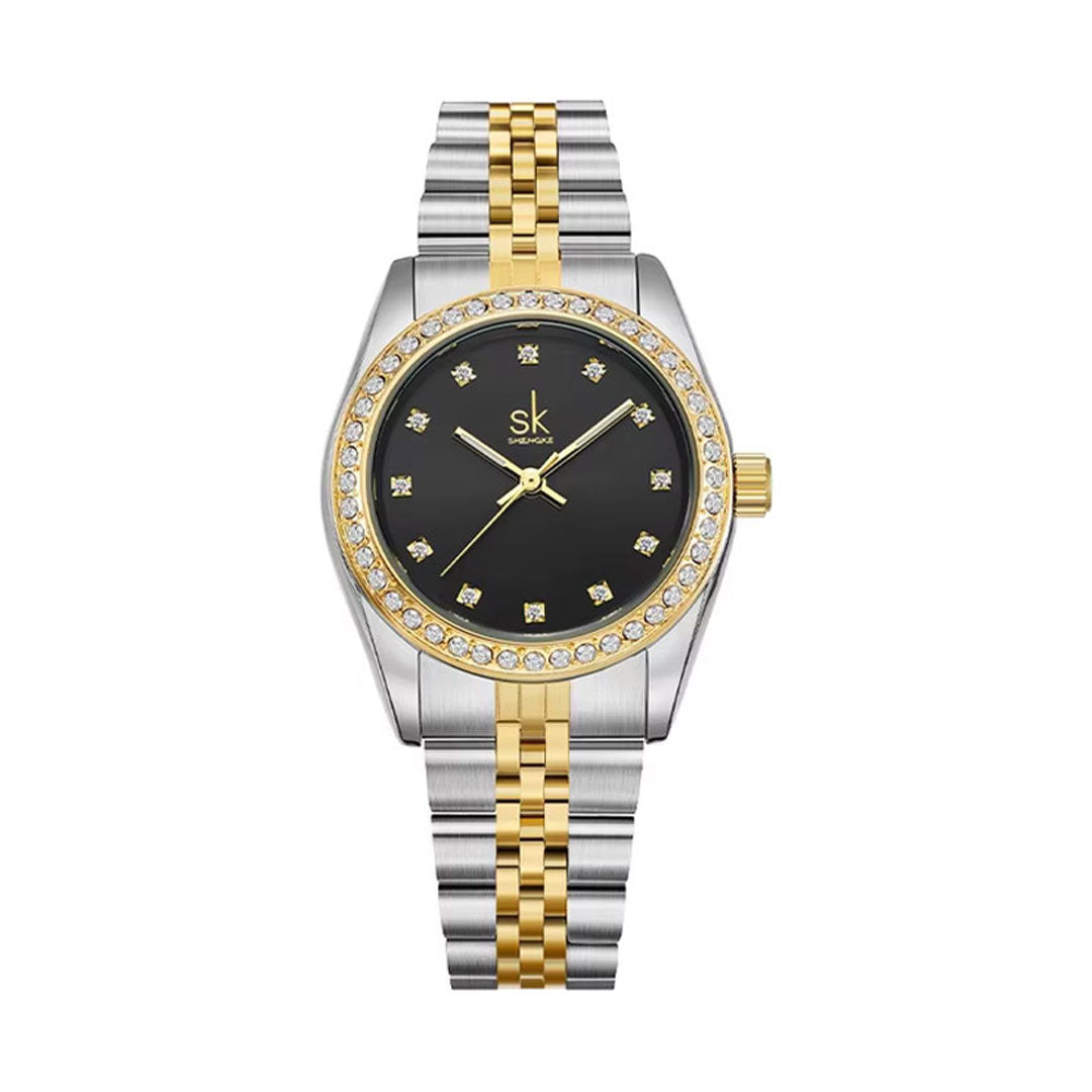 Reloj Shengke K0156L Bicolor para Mujer | Lujo y Cristales