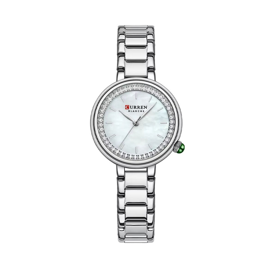 Foto producto hermoso reloj curren plateado para dama