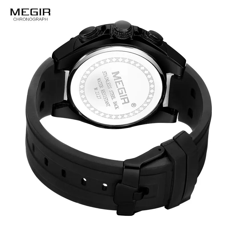 Reloj Megir 2127G Cronógrafo Táctico para Hombre | Acero y Silicona