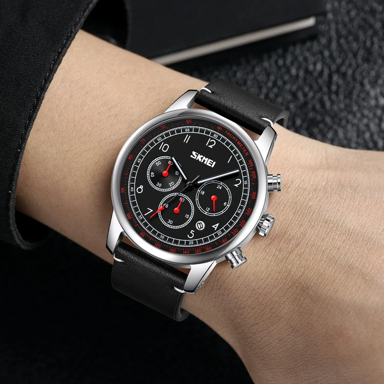 Reloj Skmei 9318 para Hombre | Diseño Clásico Cronógrafo y Correa de Cuero