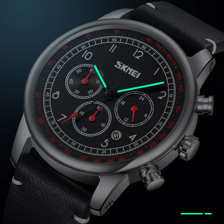 Reloj Skmei 9318 para Hombre | Diseño Clásico Cronógrafo y Correa de Cuero