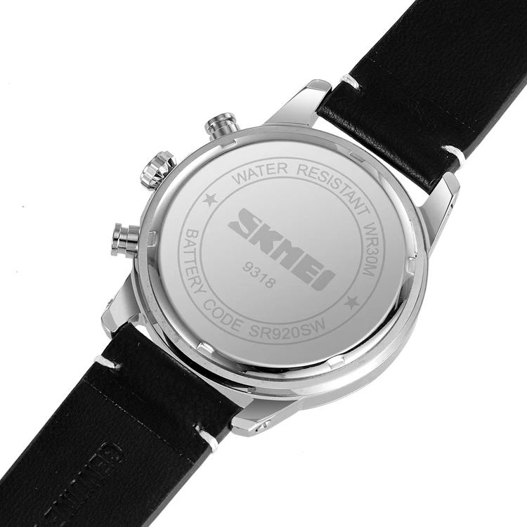 Reloj Skmei 9318 para Hombre | Diseño Clásico Cronógrafo y Correa de Cuero