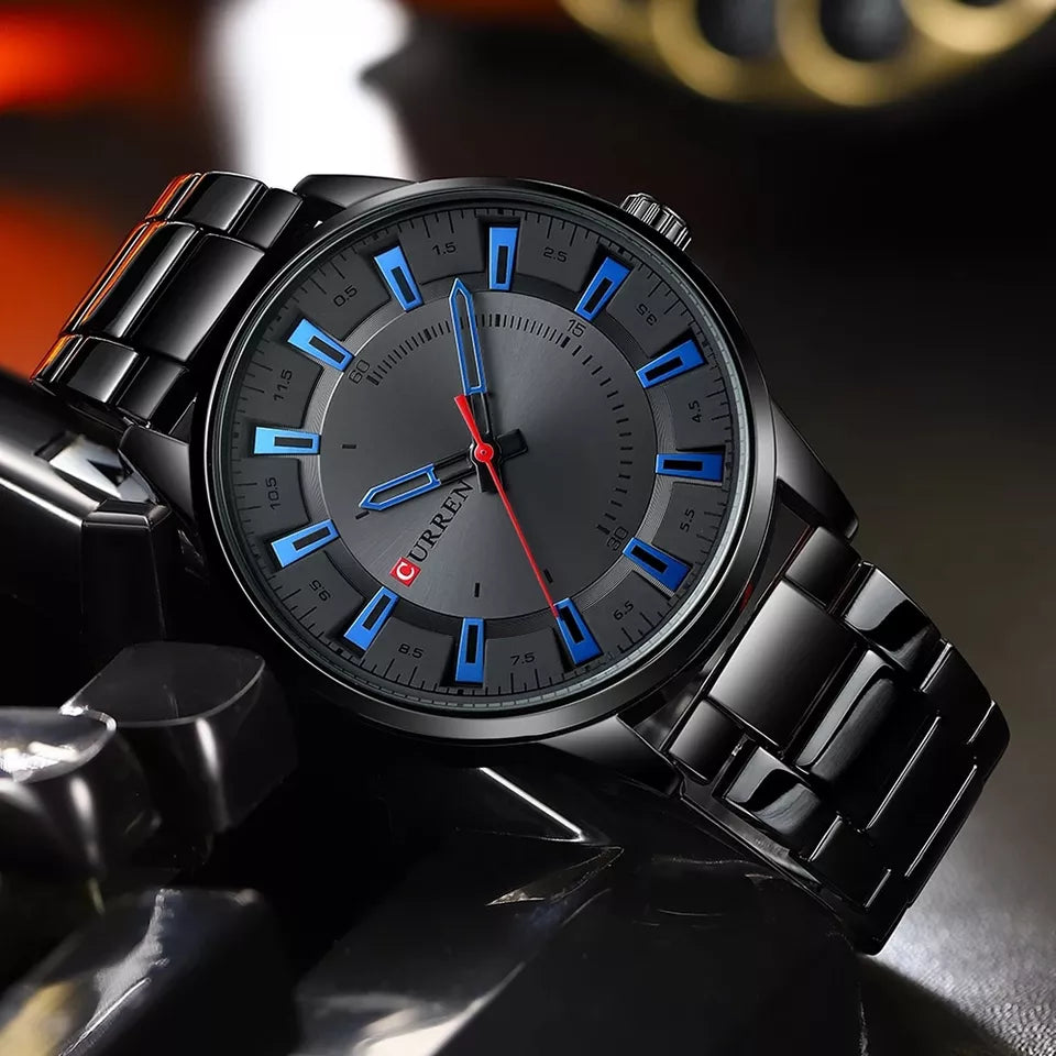 Moderno Reloj Curren negro con azúl para hombre | CR-8406