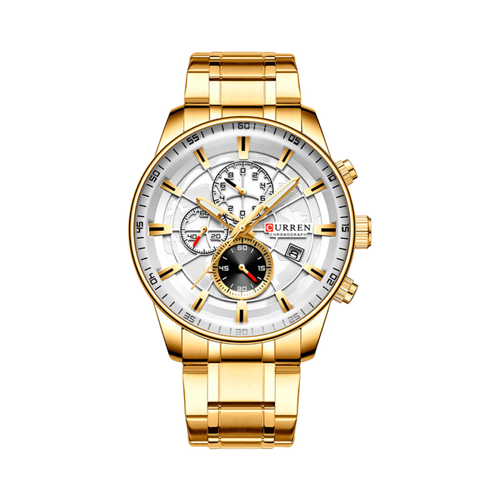 Foto producto de un elegante reloj Curren 8362 dorado metalico para caballero